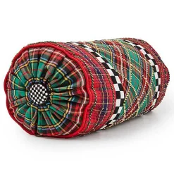Tartan Beaded Bolster Pillow