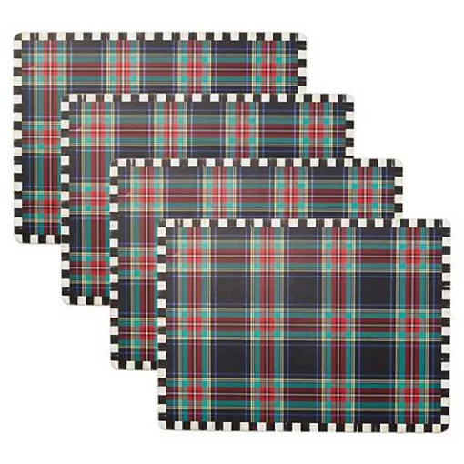 Tartan Black Cork Back Placemats, Set of 4