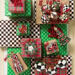 Tartan Glass Ball Ornaments, Set of 6