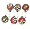 Tartan Glass Large Ball Ornaments, Set of 6