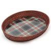 Tartan Large Black Rattan Serving Tray