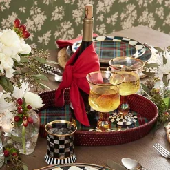 Tartan Large Black Rattan Serving Tray