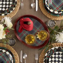 Tartan Large Black Rattan Serving Tray