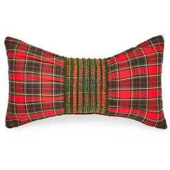 Tartan Red Bow Throw Pillow