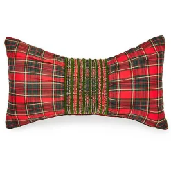 Tartan Red Bow Throw Pillow