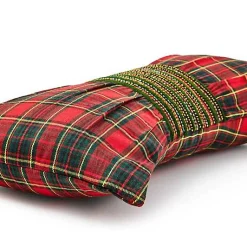 Tartan Red Bow Throw Pillow