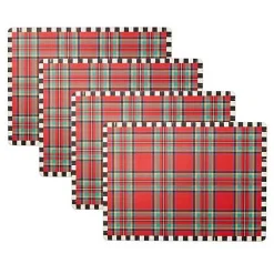 Tartan Red Cork Back Placemats, Set of 4