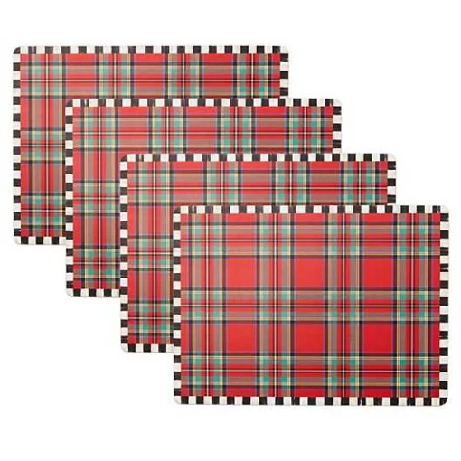 Tartan Red Cork Back Placemats, Set of 4