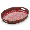 Tartan Red Rattan Party Serving Tray