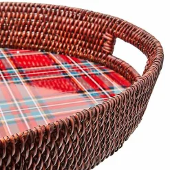 Tartan Red Rattan Party Serving Tray