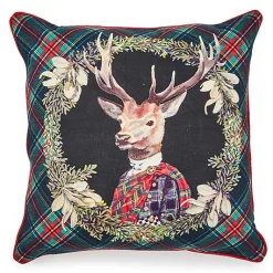 Tartan Stag Throw Pillow