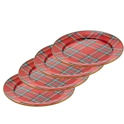 Tartastic Enamel Charger - Red, Set of 4