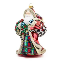 Tartastic Father Christmas Glass Ornament