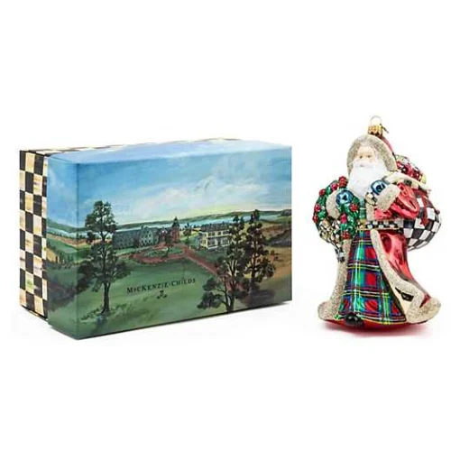 Tartastic Father Christmas Glass Ornament