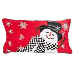 Top Hat Snowman Lumbar Pillow