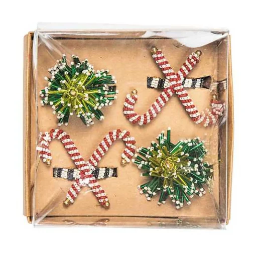 Tree  Candy Cane Napkin Rings, Set of 4