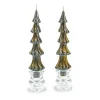 Tree Dinner Candles - 8 - Black - Set of 2