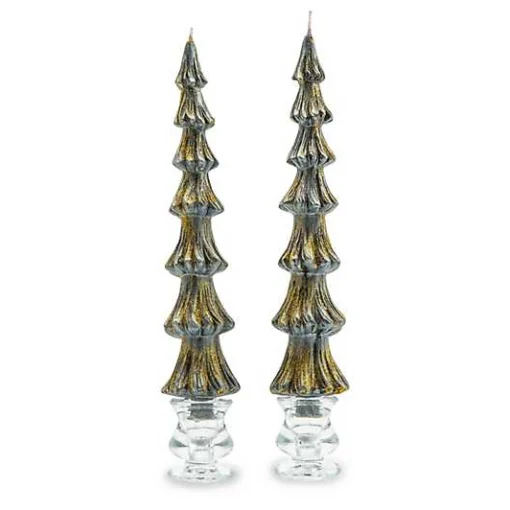 Tree Dinner Candles - 12 - Black - Set of 2