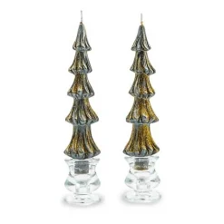 Tree Dinner Candles - 8 - Black - Set of 2