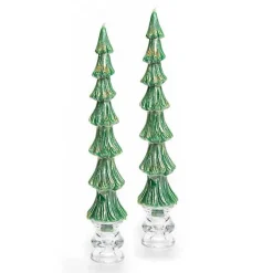 Tree Dinner Candles -12 - Green - Set of 2
