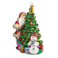 Treeside Santa Glass Ornament