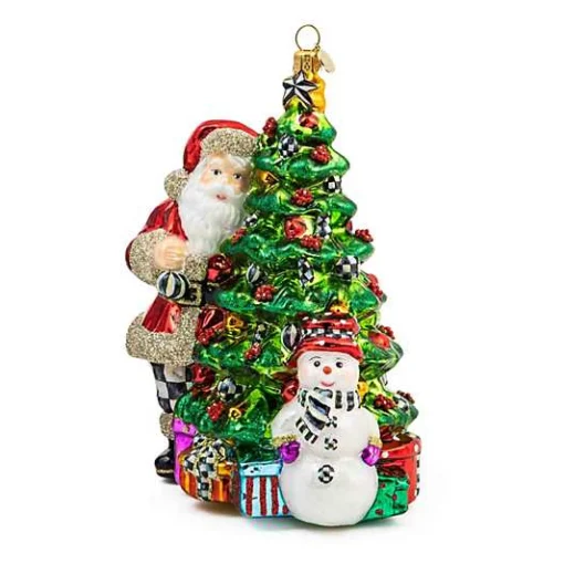 Treeside Santa Glass Ornament