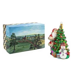 Treeside Santa Glass Ornament