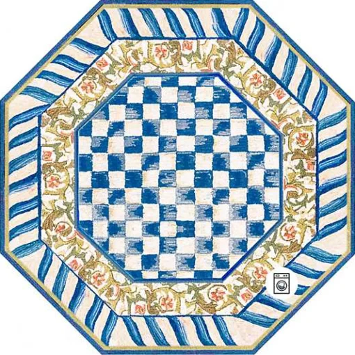 Truly Royal Check 6' Octagon Washable Rug