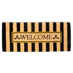 Welcome Awning Stripe Double Door Entrance Mat