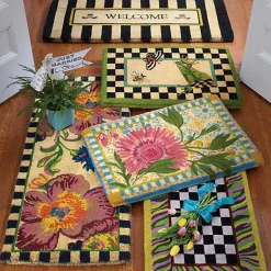 Welcome Awning Stripe Double Door Entrance Mat