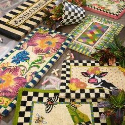 Welcome Awning Stripe Double Door Entrance Mat