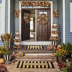 Welcome Awning Stripe Double Door Entrance Mat