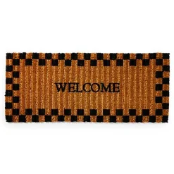 Welcome Checked Double Door Entrance Mat