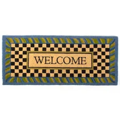 Welcome Periwinkle Double Door Entrance Mat