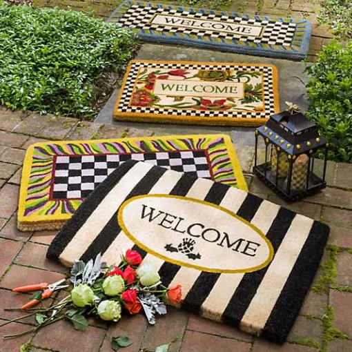 Welcome Periwinkle Double Door Entrance Mat