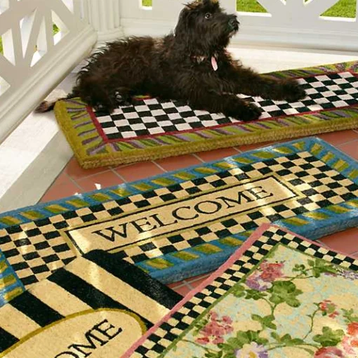 Welcome Periwinkle Double Door Entrance Mat