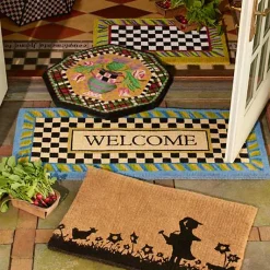 Welcome Periwinkle Double Door Entrance Mat