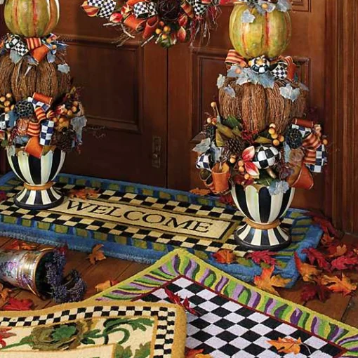 Welcome Periwinkle Double Door Entrance Mat