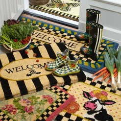 Welcome Periwinkle Double Door Entrance Mat
