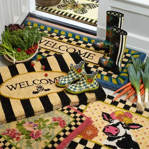 Welcome Periwinkle Double Door Entrance Mat