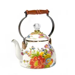 White Flower Market 2 Quart Tea Kettle