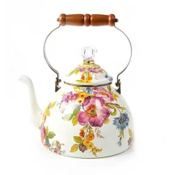 White Flower Market 3 Quart Tea Kettle