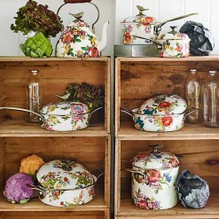 White Flower Market 3 Quart Tea Kettle with Bird