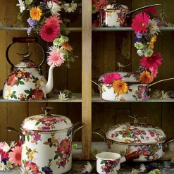 White Flower Market 3 Quart Tea Kettle with Bird