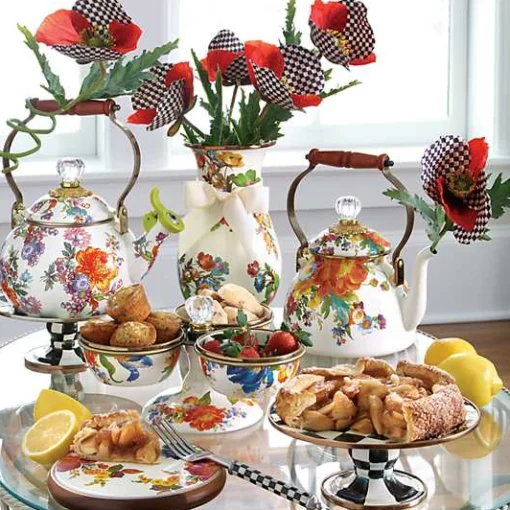 White Flower Market 2 Quart Tea Kettle