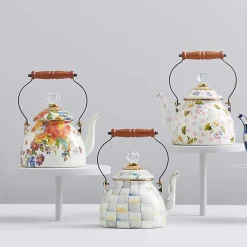 White Flower Market 2 Quart Tea Kettle