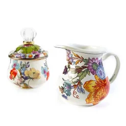 White Flower Market Creamer  Sugar Bowl Set