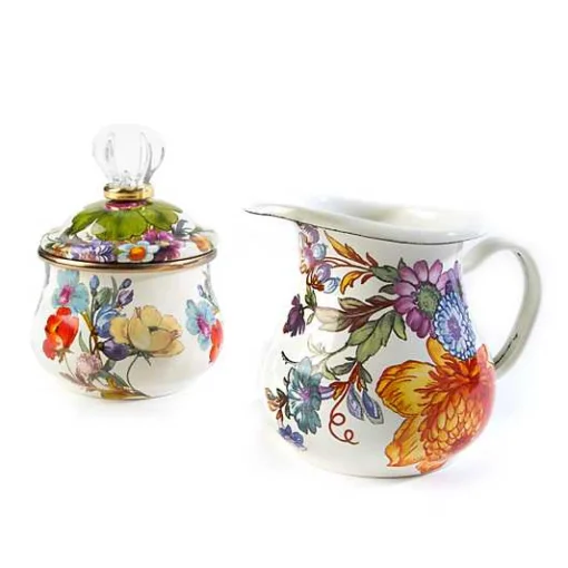 White Flower Market Creamer  Sugar Bowl Set
