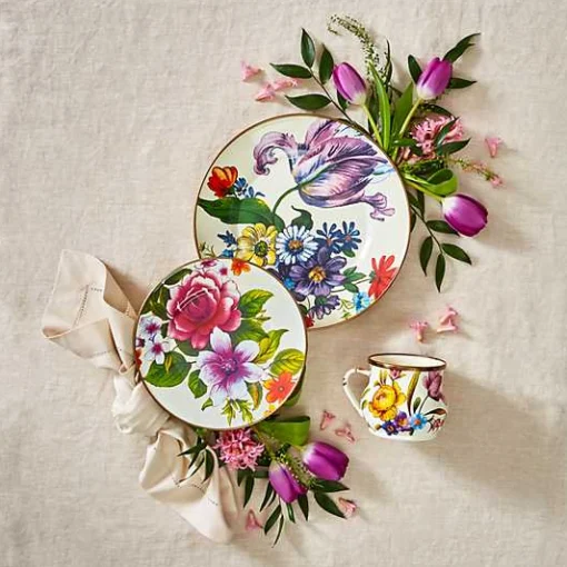 White Flower Market Dinner Plate