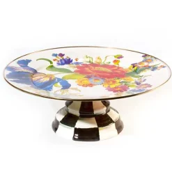 White Flower Market Large Pedestal Platter
